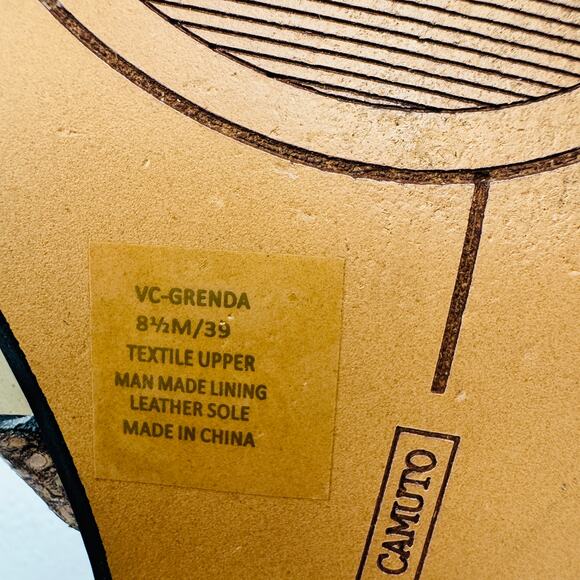 Vince Camuto Metallic Snake Embossed Strappy Slip On Sandals Women's Size 8.5 - Picture 9 of 9